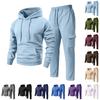 Men's Casual Hooded Zip-Up Jacket and Multi-Pocket Cargo Jogger Pants 2-Piece Set for Outdoor Sports