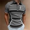 Modern Short-sleeve Zip-up Polo Shirt, Stylish Geometric Design for Casual Wear.