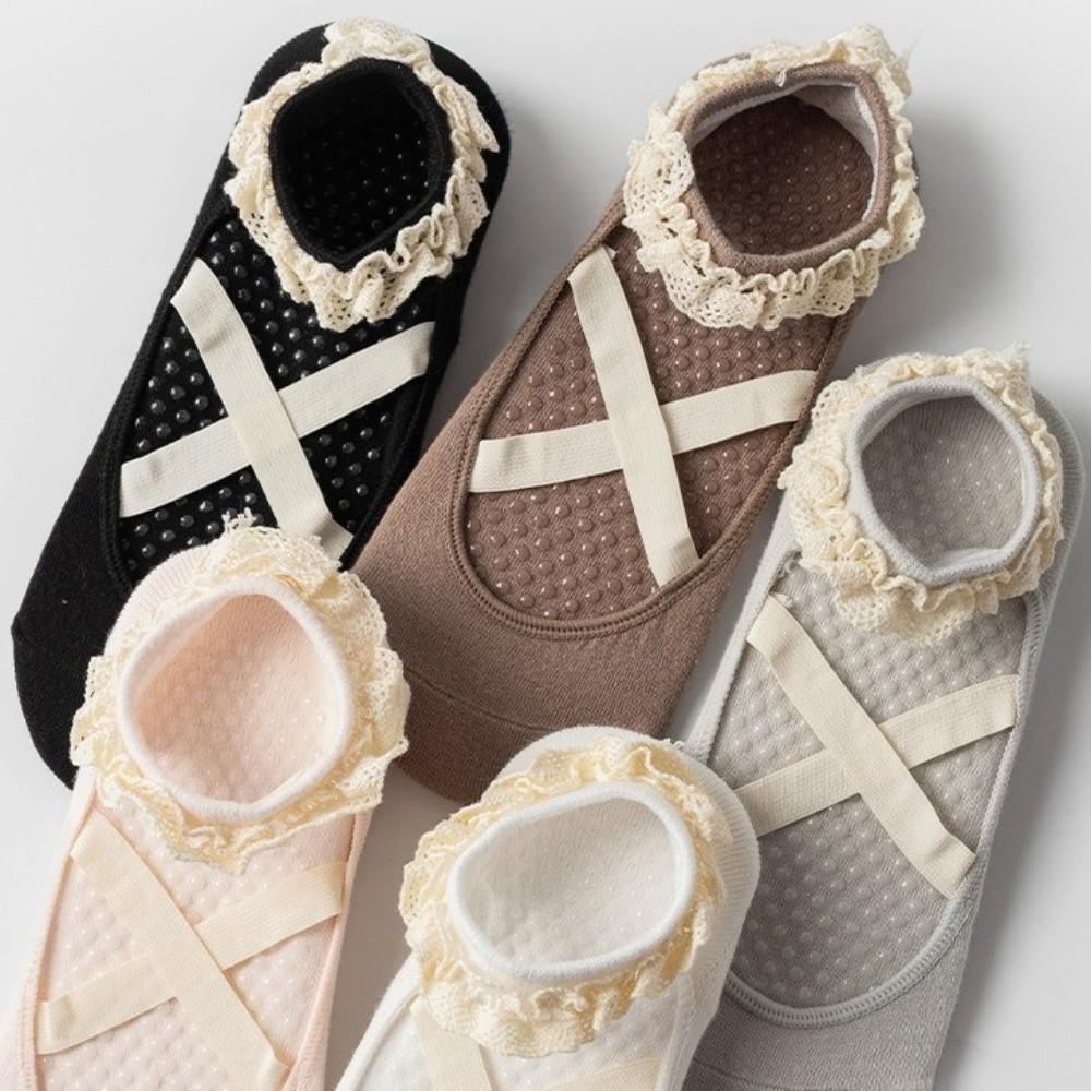 Chaussettes de Yoga à Croisillons Chaussettes Antidérapantes Nouvelles Chaussettes de Cheville Coupe Biais Pratique du Yoga
