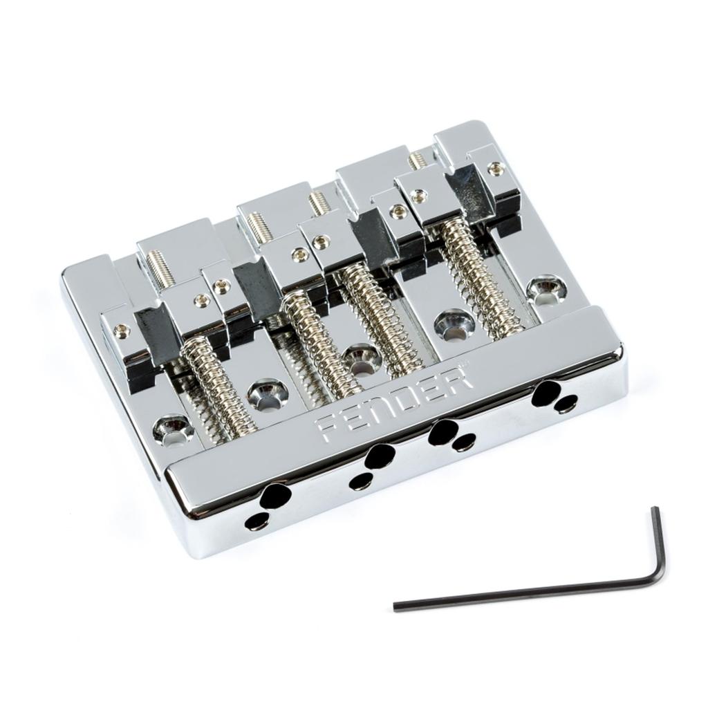 Fender Parts Bass Bridge Assembly With Zinc Chrome Fender® HiMass™ 4-String Saddles,