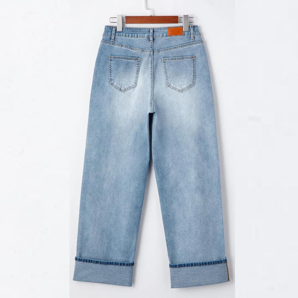 Ladies' Retro Straight Leg High Waisted Jeans