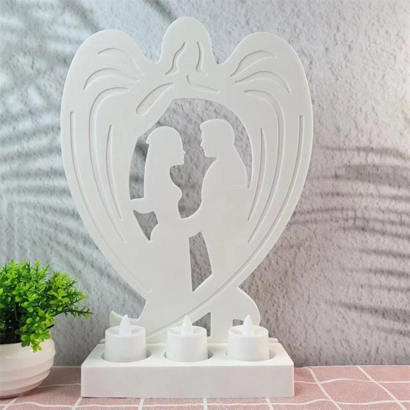 3D Candlestick Silicone Mold Couple Love Heart Candle Base Molds Gypsum Candle Holder Mould Home Decorations Moulds