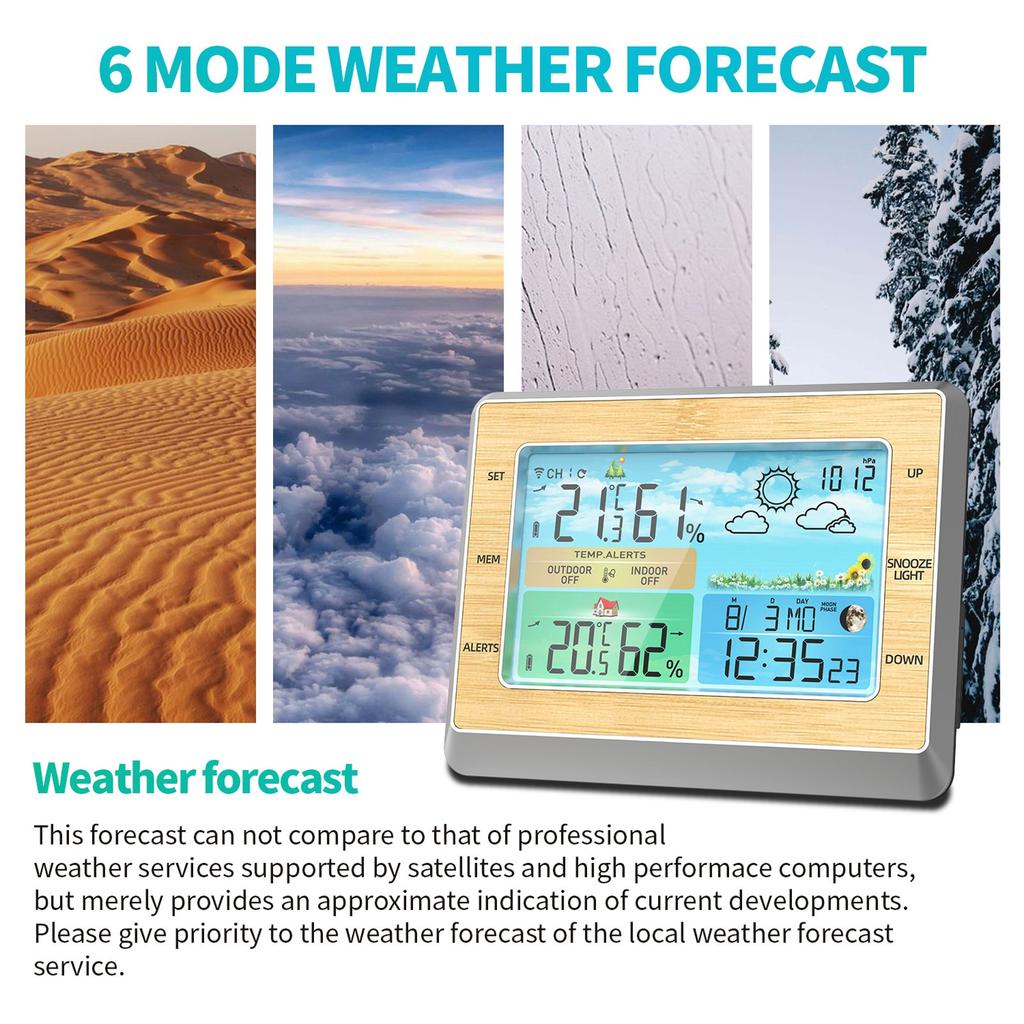 Funk Wireless  ,  , Outdoor Indoor with 6\  LED Brightness Color Display Temperature   Humidity Forecast