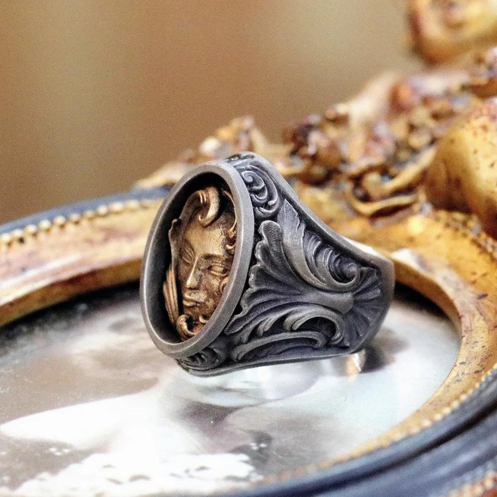 Retro  Trend Punk Style Design Gothic Dark Wizard Ring Personalized Trend Jewelry Halloween Gift Accessories