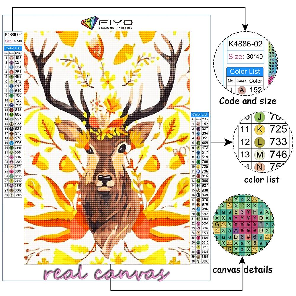 Popular 5D Diy Cross Stitch Colorful Animal Deer Painting Full Drill Cross-Stitch Crafts Kit Wall Sticker Home Decor