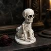 Realistic Carving Skeleton Animal Halloween Dog/Cat Skull Figurine, Resin Gothic Statue Decorative Figurine Set for Desk Fireplace, Spooky Home