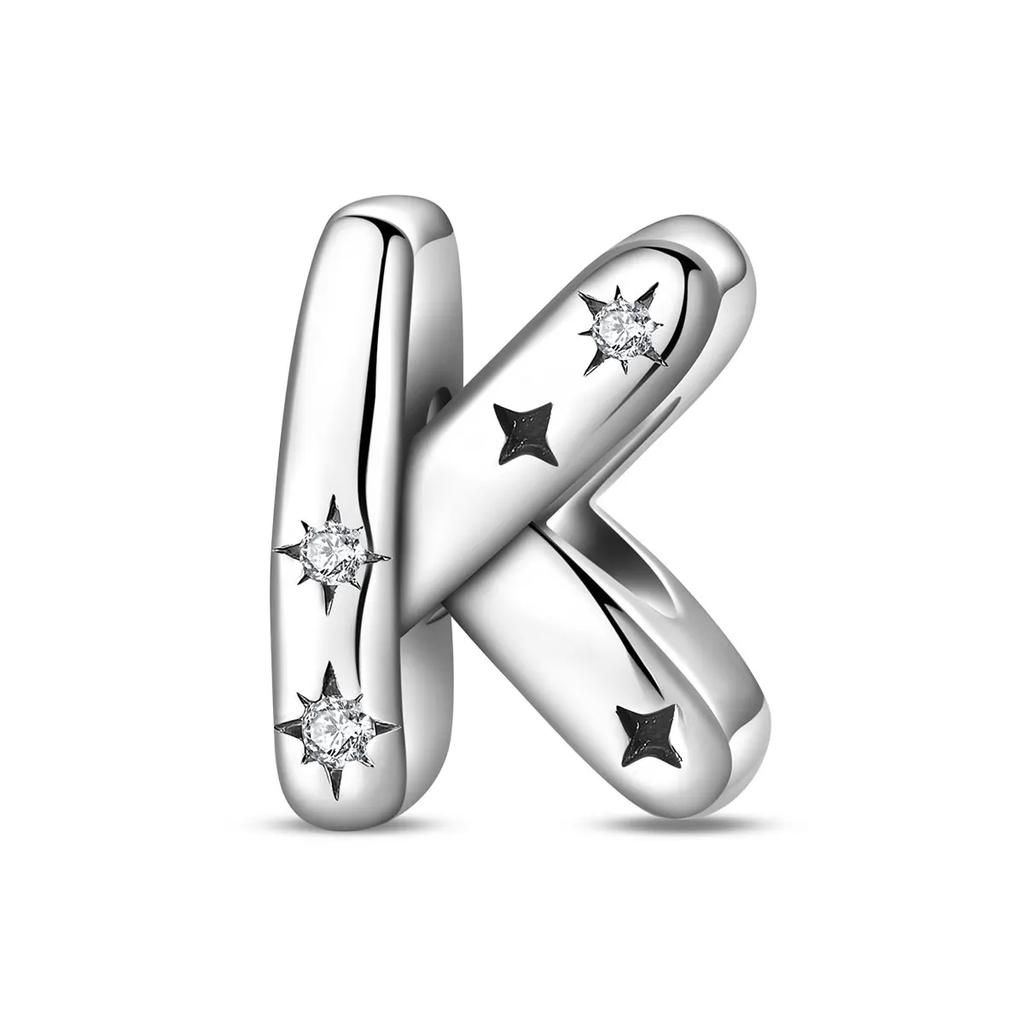 Copper Original 26 Alphabet A-Z Letters Charms Star Zircon Beads Fit Diy Bracelet Fashion Birthday Jewelry For Women Gifts