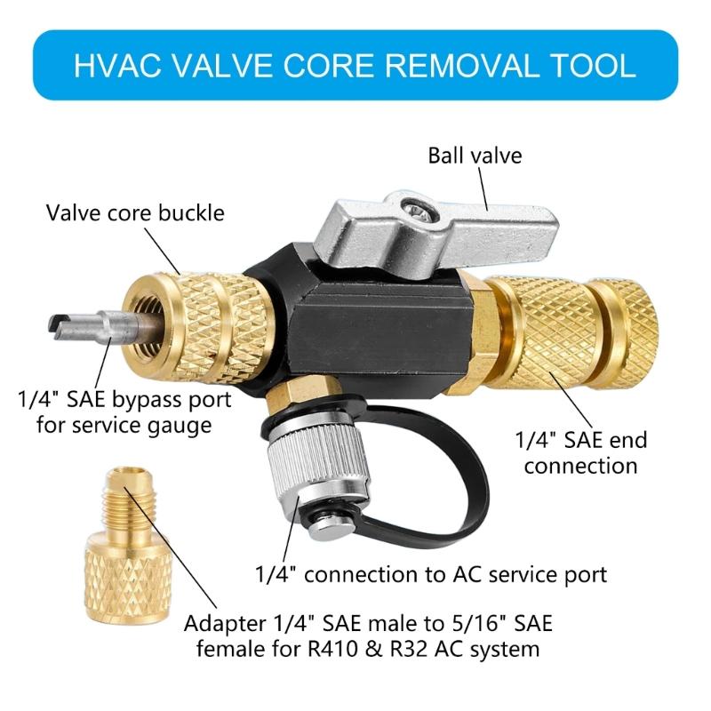Vacuum Valves Cores Removal Tool Pressure Monitoring Vacuum Tool 5/16in Female 1/4in Male