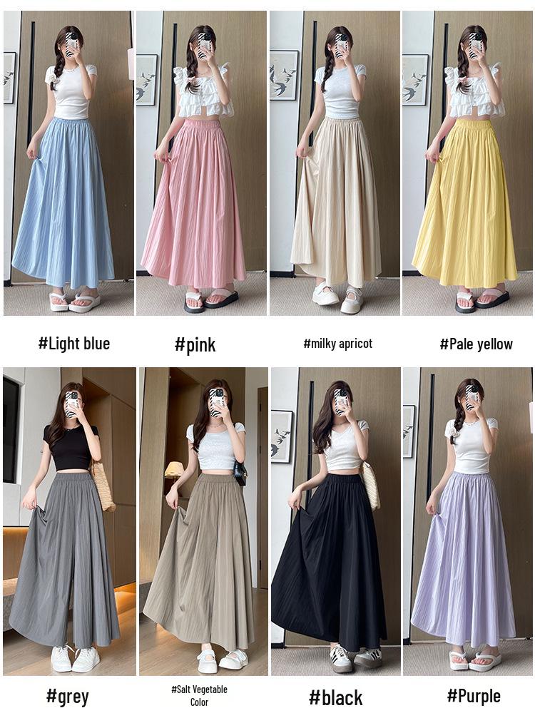 Women's Yellow Yamamoto Summer Skirt Pants 2025 - Small, Thin, Drapey, Loose, Casual, Ice Silk, Wide-Leg Trousers