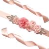 Rose Flower Faux Pearl Rhinestone Women Bride Dress Belt Girdle Waist Band Decor