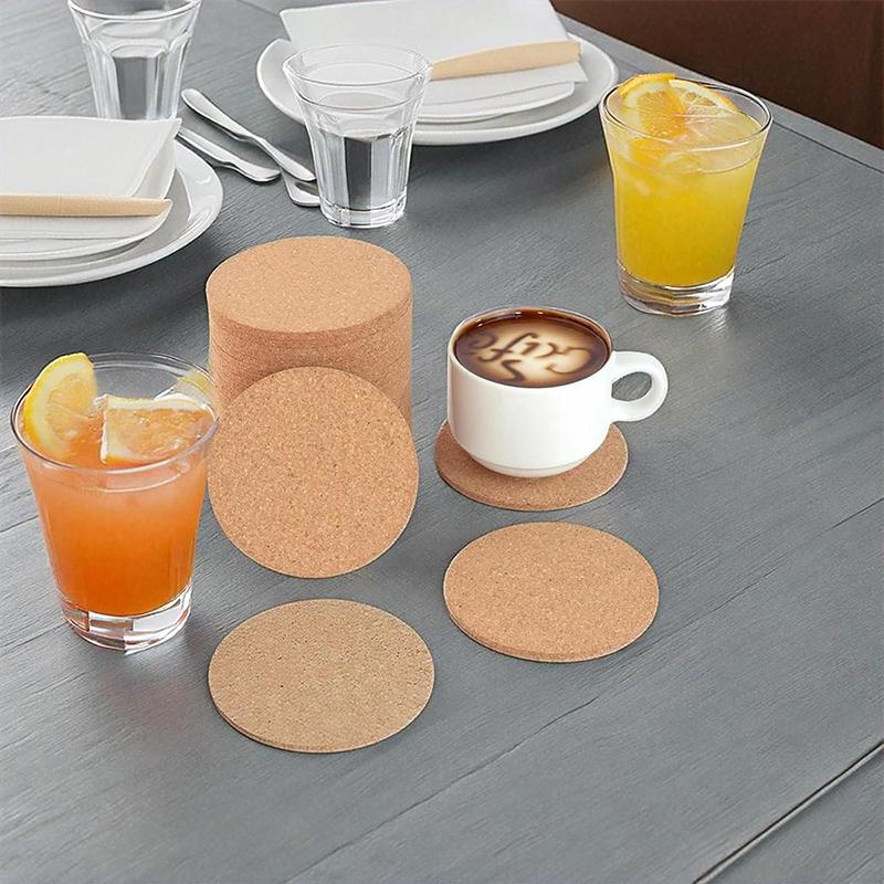 24 Stück Korkuntersetzer, rund, rutschfest, hitzebeständig, saugfähig und wiederverwendbar, Kaffeetassenunterlagen, DIY-Untersetzer für Hochzeiten