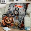 1PC Custom Name Halloween Castle Jack-o'-lantern Outdooor Flannel Blankets Throw Blanket All-Season Throw Gift Bedspread for Couch, Bed, Camping Holid