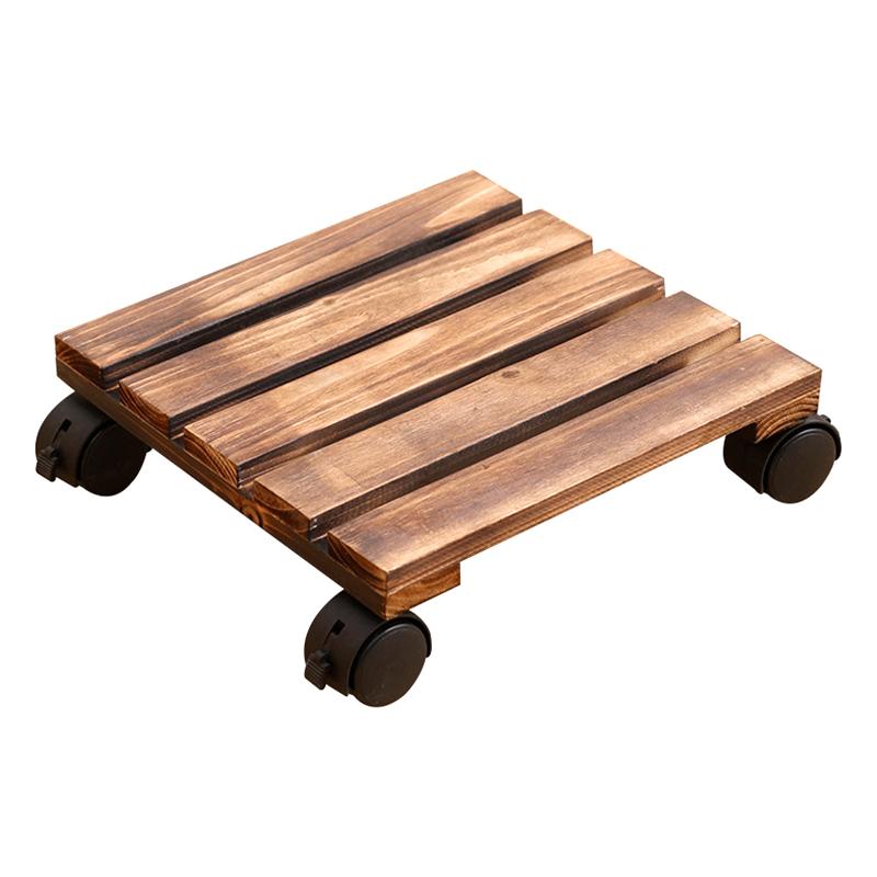 1PC Wooden Heavy-Duty Planter Tray Base Movable Square/Round for Indoor/Outdoor Dolly Rollers Cart Plant Rolling Cart