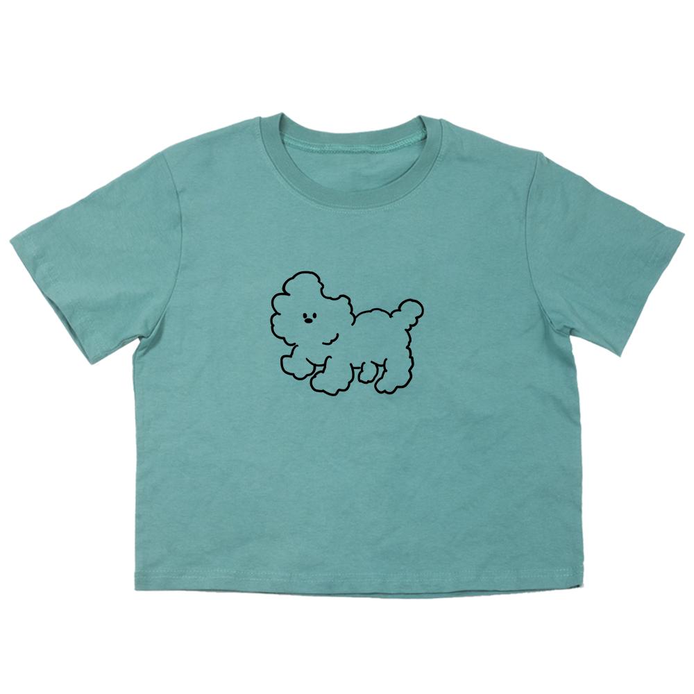 AWESOMEUS Dog That Is Pressed Down Crop Short Sleeve T-Shirt_ 5 Colors