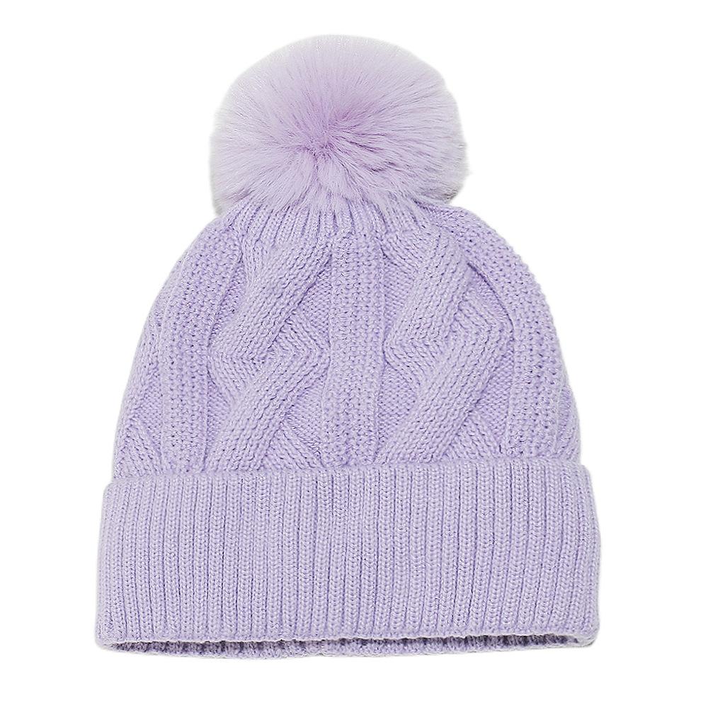 

Temu зимняя новая шапка-пуловер флисовая теплая шапка от холода однотонная ромбовидная клетчатая вязаная шапка M（56-58cm） светло-фиолетовый
