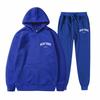 Men's And Women's Street Velvet Hooded Printed Sweatshirt Hoodie Trousers Suit