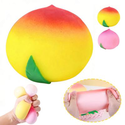 Sappige Perzik Stressverlichtend Speelgoed Simulatie Roze Gele Perzik Knijpspeeltje Decompressie Fruitvorm Sensorisch Fidget Speelgoed