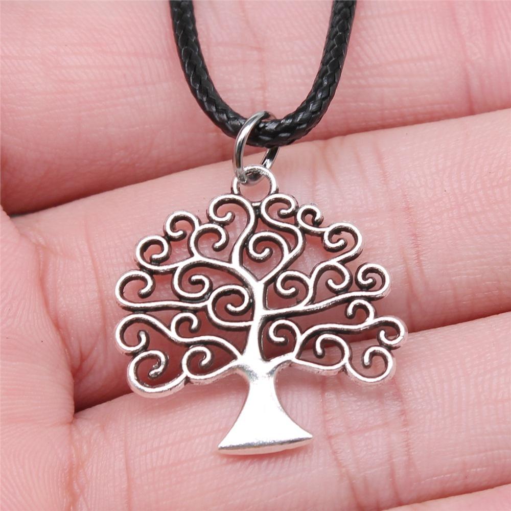 

33 Styles Tree Of Life Pendant Necklace Black Leather Cord Unisex Women Men Necklace Jewelry