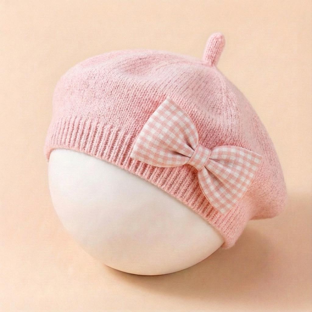Spring & Autumn Baby Beret - Soft, Comfortable Cap with Creative Bow Tie for Newborns and Children