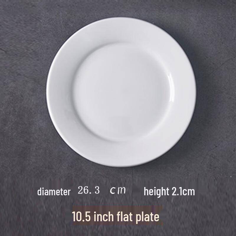 10.5-inch White Ceramic Round Steak Plate