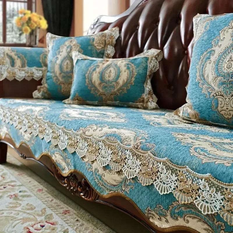 

Чехол для дивана Wave Edge на все времена года, нескользящий, износостойкий, наволочка для диванного полотенца, кружевной жаккардовый чехол для диванной подушки 48x55Hand towel1pcs