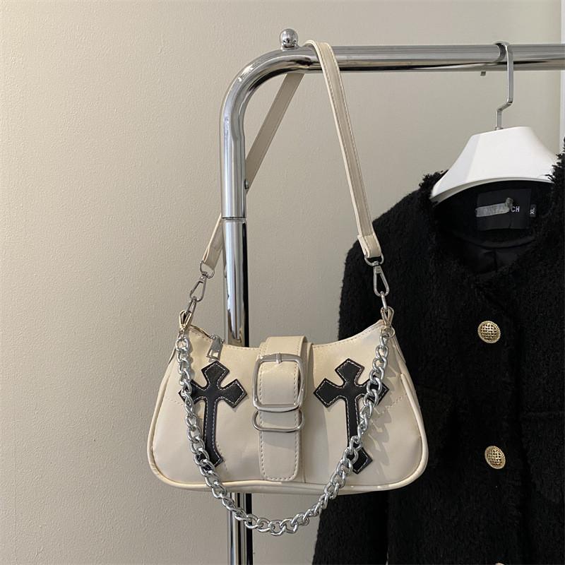 Street Style Pu Small Shoulder Bag With Chain Detail For Daily Use