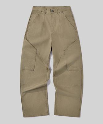 Beodeonteu Utility Side Big Pocket Wide Pants [Beige]