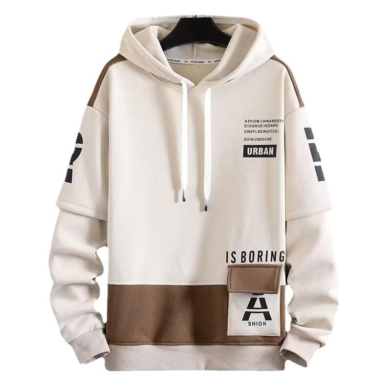 Herren Hoodies Pullover Herren Kapuzenpullover Frühling und Herbst Ins Locker Tide Marke Buchstaben Druck Alleskönner Plus Samt Jacke