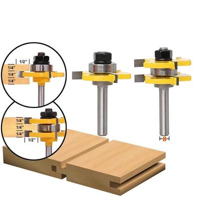 2 Stück 8 mm Schaft, Nut- und Federverbindung, Fräser, T-Nut-Fräser für Holz, Holzarbeiten, Schneidwerkzeuge