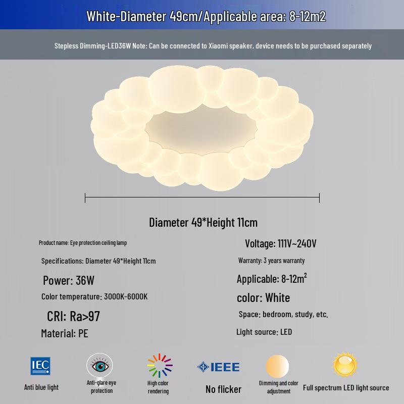 Nordic Modern Minimalist Cream Bubble Ceiling Light for Master Bedroom