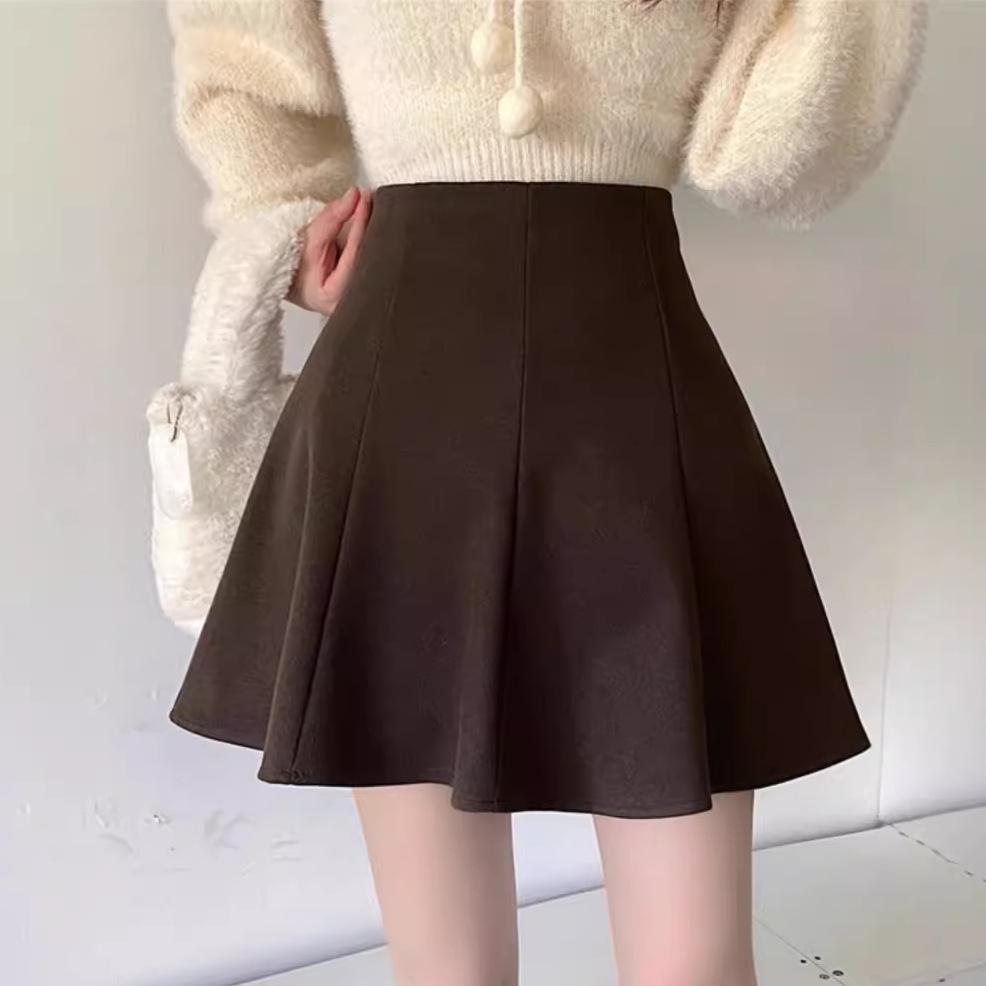 

Women s High-Waist Corduroy A-Line Skirt - Korean Style, Slim Fit, Pleated Fluffy Design for Autumn and Winter 3XL