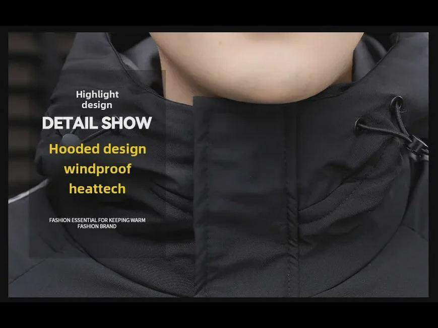 Men's Winter Hooded Cotton-Padded Jacket - Thick, Warm, and Casual Velvet Design.