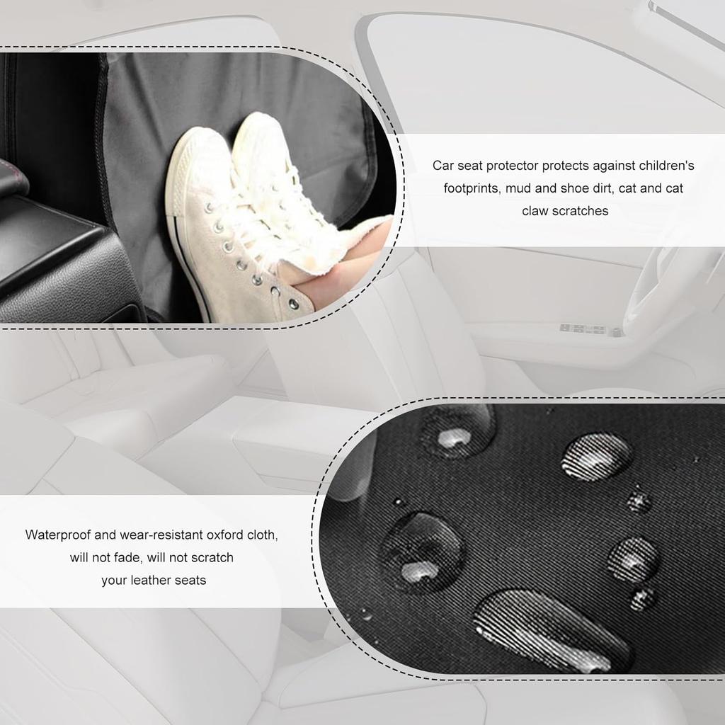 2 PCS Kick Mat Back Seat Protector, Waterproof Car Backseat Protective Kick Mat With 2 Mesh Pockets, Large Vehicle Seat Back Kick Mat Organizer For