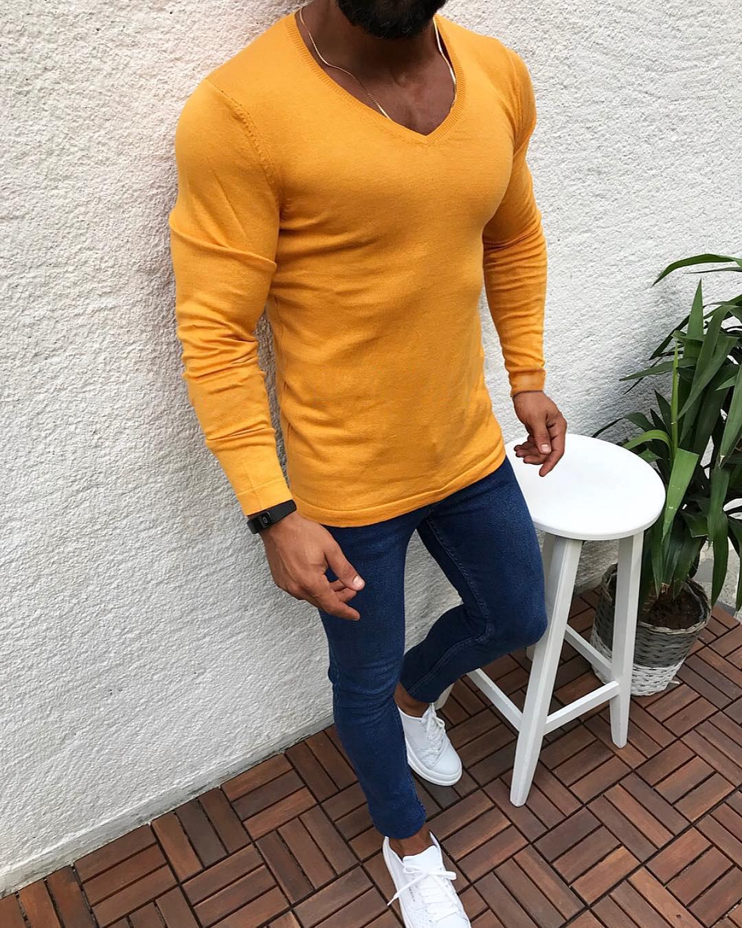 Men s 2025 Slim Fit Long Sleeve Round Neck Knit Pullover Sweater Extra Large