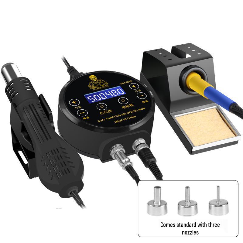 2-in-1 Digital Hot Air Gun & Soldering Station with Touchscreen Display