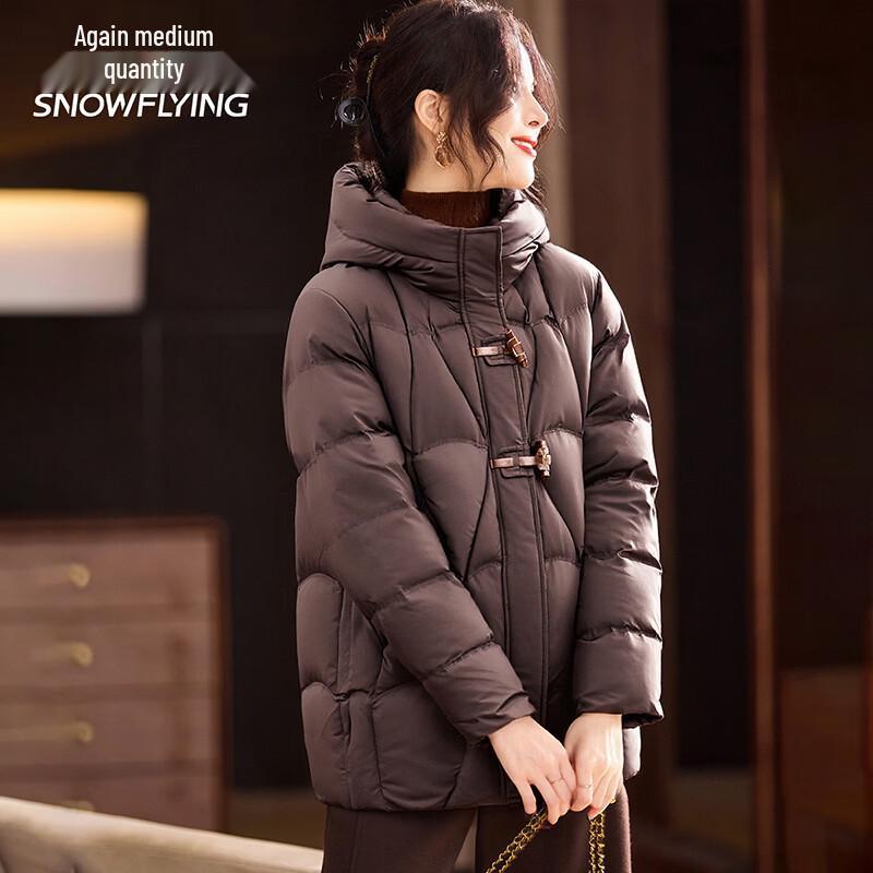SNOWFLYING Premium Women's Mid-Length Hooded Down Jacket