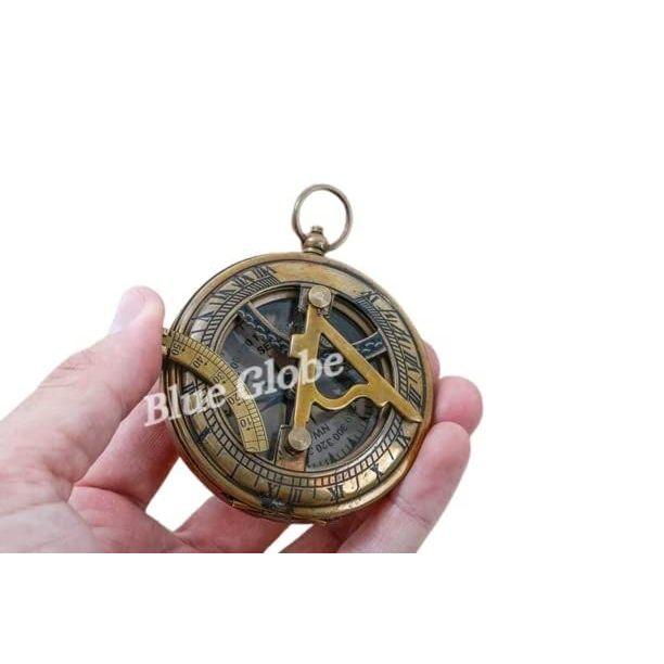 

Антикварный морской латунный солнечный компас, солнечные часы, солнечные часы, часы-реплика корабля, солнечные часы с кожаным чехлом - компас для походов на открытом воздухе