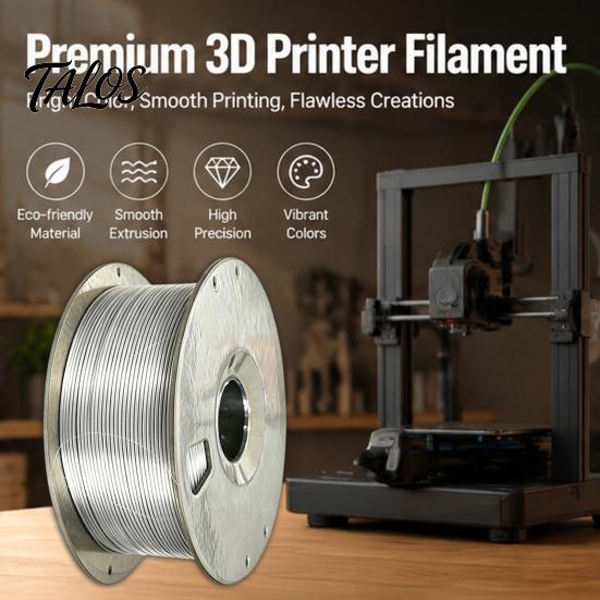 3D Printer Material 1.75mm Silk Silver PLA Filament for Printer, 1kg Spool Metallic Printing Consumables Shiny Filament, Neatly Wound DIY Models