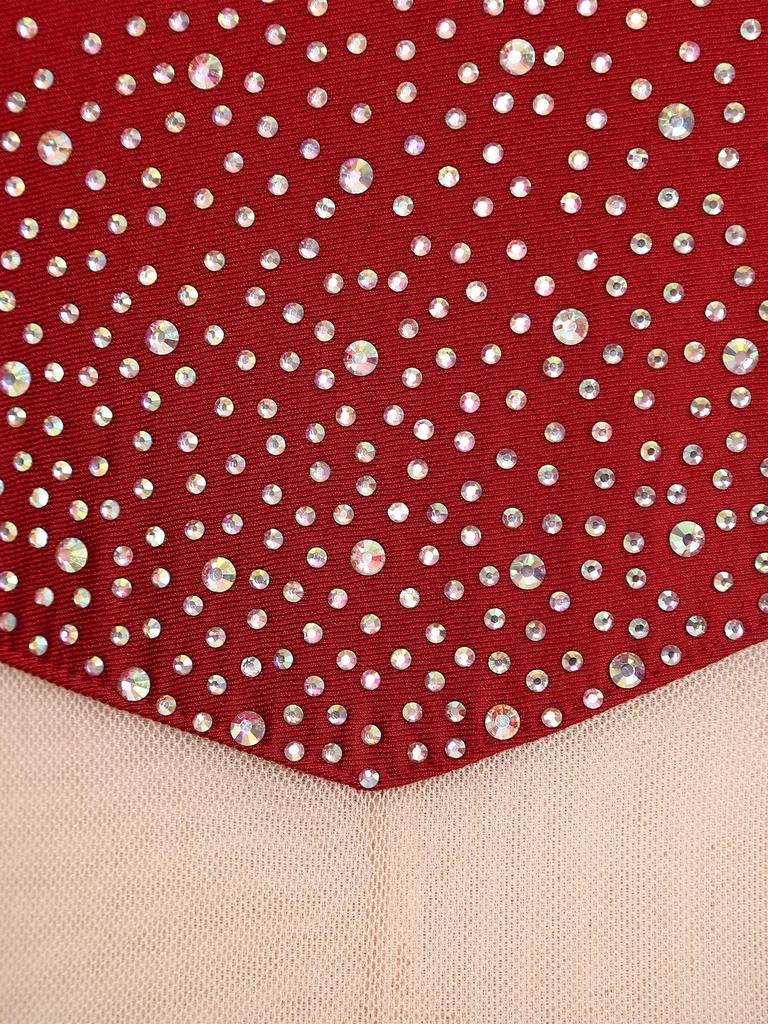 Womens Rhinestones Latin Dance Performance Gymnastics Figure Skating Costume Jazz Dance Outfits Tassels Adorned Leotard Bodysuit