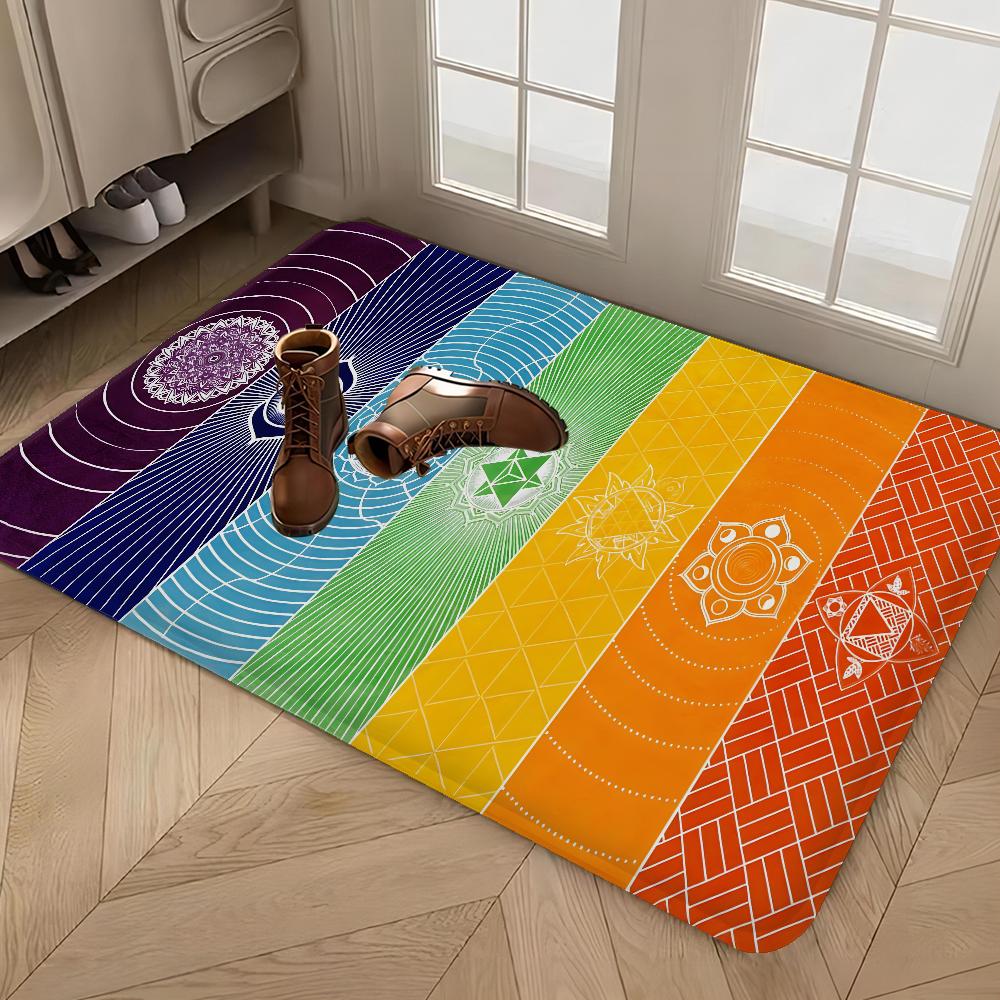 Rainbow 7 Chakra Mandala Bohemia Yoga Door Mat Washable Non-Slip Living Room Sofa Chairs Area Mat Kitchen Welcome Doormat