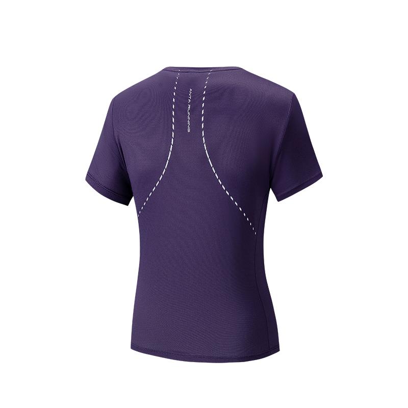 Anta Comfortable Quick-Dry Versatile Short Sleeve T-Shirt Women Tops Sky-Purple 162525109-4