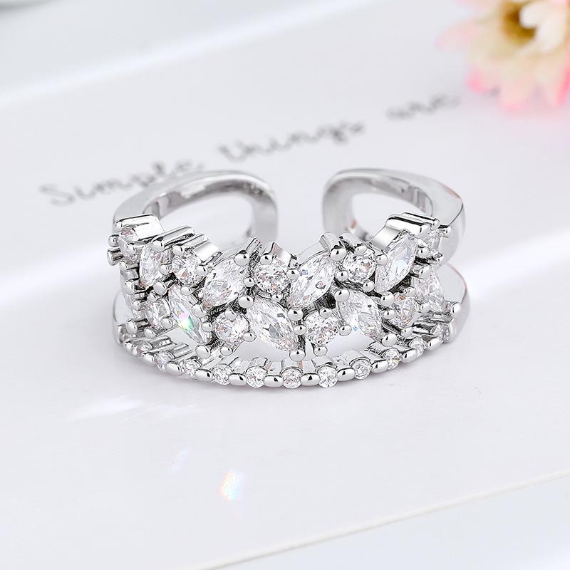 Women's Luxury Double-Layer Diamond Adjustable Ring – Exquisite, High-End Design