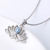 Huitan Lotus Flower Shaped Lady Pendant Necklace Silver Color Inlaid Blue CZ Trendy Wedding Party Daily Accessories Jewelry Gift
