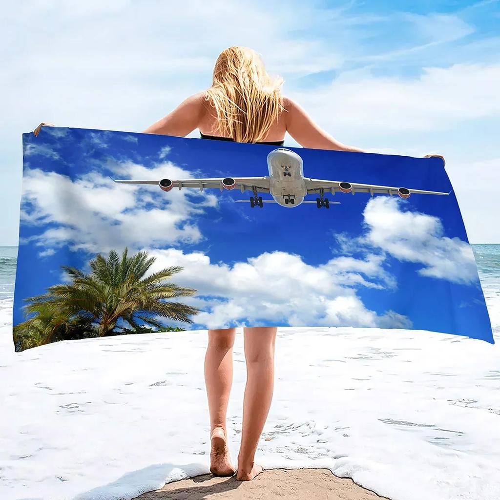 Aereo Stampato Leggero Sottile Asciugamano da Spiaggia Sovradimensionato Extra Large Asciugamani Senza Sabbia Asciugatura Rapida Viaggio Campeggio Accessori da Spiaggia