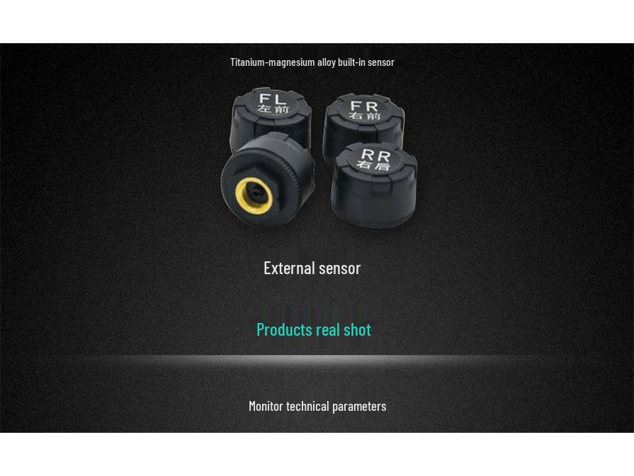 Solar Tire Pressure Monitoring System: Wireless, Car-Mounted, High-Precision, Internal/External, Universal Detection, Leak Prevention.