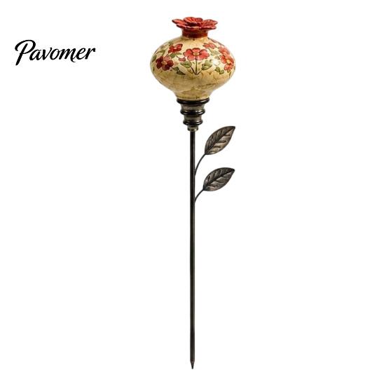 Nature Inspired Outdoor Decor Hummingbird Feeder Garden Stake, Vintage Resin Flower Decorative Feeder, Wild Backyard Wildlife Decoration Bird