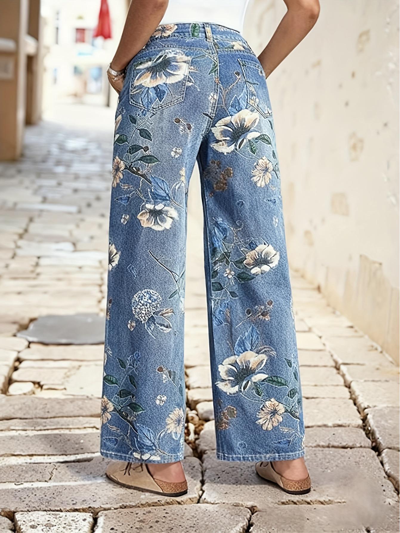 Women s Mid-Rise Leopard Print Boyfriend Jeans 2XL синий