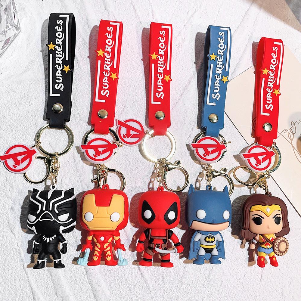 Adorable Marvel Superhero Keychain With Spider-man Iron Man Batman In Durable Silicone