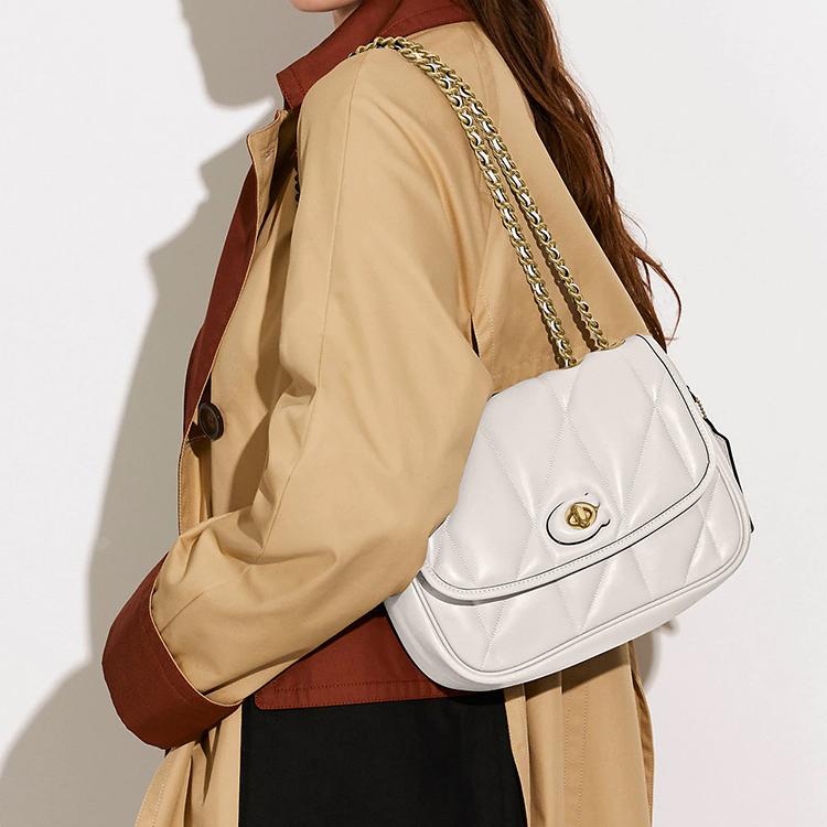 New COACH Pillow Nappa Leather Small Square Bag Crossbody Bag Shoulder Bag Women's White C8560-B4HA