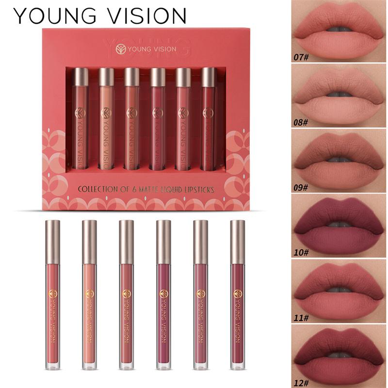 

Подарочный набор из 6 жидких помад, матовая помада-спрей, водостойкая, против пота и антипригарная, в форме чашки, сексуальный нюдовый блеск для губ B